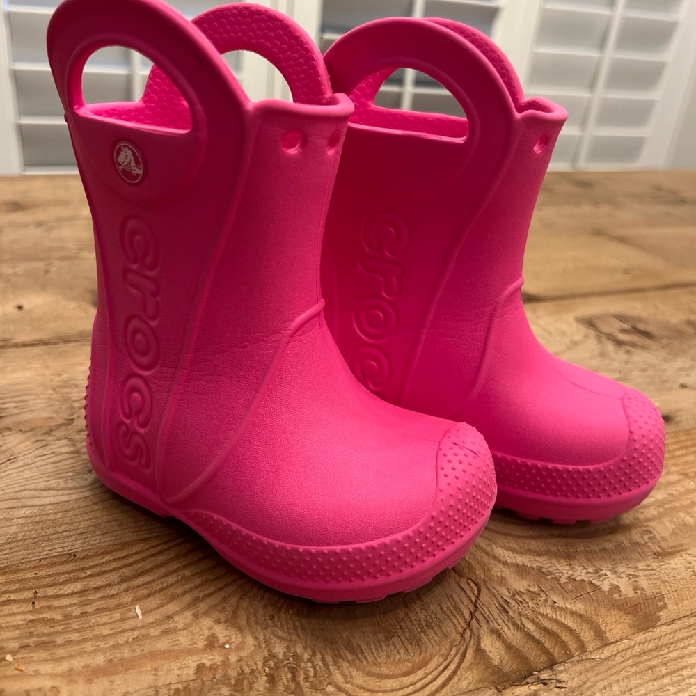 CROCS Kids Vibrant Pink Rain Boots